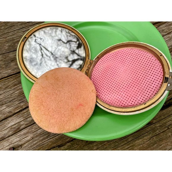 VIntage 1960s Rex 5th Ave. XL Compact Face Powder Floral Pansy - Picture 7 of 11